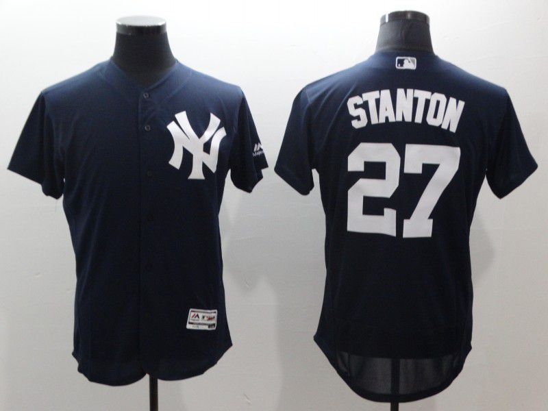 Men New York Yankees #27 Stanton Blue Elite MLB Jerseys->new york yankees->MLB Jersey